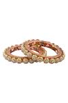 Shop_Vivinia By Vidhi Mehra_Gold Plated Pearls Studded Bangles Set Of 2 _at_Aza_Fashions