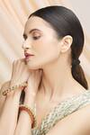 Shop_Vivinia By Vidhi Mehra_Gold Plated Pearls Studded Bangles Set Of 2 _Online_at_Aza_Fashions