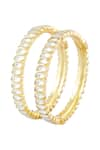 Buy_VIVINIA by Vidhi Mehra_Gold Plated Pearl Studded Bangles Single Pc _Online_at_Aza_Fashions