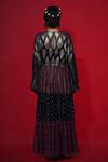 Shop_Jyoti Bansal_Blue Lurex Woven Georgette Ghungroo, Mirror And Dori Multi Panel Tiered Dress _at_Aza_Fashions