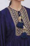 Shop_Gopi Vaid_Blue Peplum Tussar Silk Gharara Brocade Round And Set_Online_at_Aza_Fashions