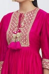 Shop_Gopi Vaid_Pink Peplum Tussar Silk Gharara Brocade Round And Set _Online_at_Aza_Fashions