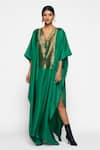 Shop_Payal Khandwala_Green Silk Kaftan_Online_at_Aza_Fashions