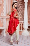 Shop_Debyani + Co_Red Chanderi Malmal Mughal Barfi Jacket Tunic And Dhoti Pant Set_Online_at_Aza_Fashions