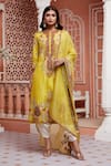 Buy_Debyani + Co_Yellow Bangalore Silk A-line Kurta Set_Online_at_Aza_Fashions