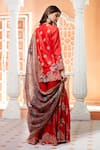 Shop_Debyani + Co_Red Kurta And Sharara- Bangalore Silk Embroidered Floral Round Set _at_Aza_Fashions