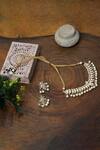 Shop_Namasya_Gold Plated Beads, Diamonds Kundan Necklace Set _at_Aza_Fashions