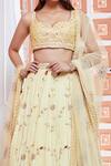 Shop_Aariyana Couture_Yellow Cotton Silk Embroidered Gota Work Sweetheart Neck Bridal Lehenga Set _at_Aza_Fashions