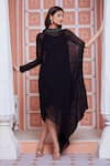 Buy_Ariyana Couture_Black Viscose Georgette Embroidered Cutdana And Beads High Collar Tunic For Women_at_Aza_Fashions