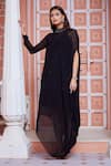 Buy_Ariyana Couture_Black Viscose Georgette Embroidered Cutdana And Beads High Collar Tunic For Women_Online_at_Aza_Fashions