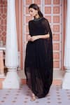 Shop_Aariyana Couture_Black Viscose Georgette Embroidered Cutdana And Beads High Neck Collar Tunic _Online_at_Aza_Fashions