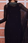 Aariyana Couture_Black Viscose Georgette Embroidered Cutdana And Beads High Neck Collar Tunic _at_Aza_Fashions