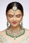 Shop Nazaakat By Samara Singh Gold Plated Beads, Applique, Diamonds Geometric Motif Necklace Set at Aza Fashions Shop_Nazaakat By Samara Singh_Gold Plated Beads, Applique, Diamonds Geometric Motif Necklace Set_at_Aza_Fashions