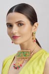 Samyukta Singhania_Green Austrian Diamonds Floral Motif Necklace Set _Online_at_Aza_Fashions