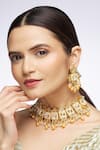 Buy_Samyukta Singhania_Gold Plated Austrian Diamonds Geometric Motif Necklace Set _at_Aza_Fashions