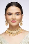 Shop_Samyukta Singhania_Gold Plated Austrian Diamonds Geometric Motif Necklace Set _at_Aza_Fashions