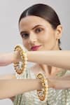 Moh-Maya by Disha Khatri_Gold Plated Stones Pearl Encrusted Kadas - Set Of 2_Online_at_Aza_Fashions