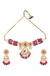 Shop_Moh-Maya by Disha Khatri_Chandbali Pendant Necklace Jewellery Set_at_Aza_Fashions