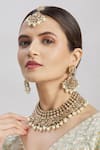 Shop_Moh-Maya By Disha Khatri_Gold Plated Pearls Tassel Choker Set _at_Aza_Fashions