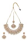 Buy_Moh-Maya By Disha Khatri_Gold Plated Pearls Tassel Choker Set _at_Aza_Fashions