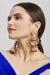 Moh-Maya By Disha Khatri_Black Beads, Stones, Zari, Gota Patti Gold Kundan Studded Floral Jhumkas _Online_at_Aza_Fashions