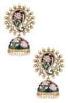 Buy_Moh-Maya by Disha Khatri_Gold Plated Pearl Meenakari Jhumkas _at_Aza_Fashions