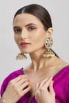 Buy_Moh-Maya By Disha Khatri_Gold Plated Diamonds, Metallic Thread Round Top Meenakari Jhumkas _Online_at_Aza_Fashions