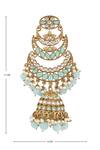 Shop_Moh-Maya By Disha Khatri_Blue Stones And Kundan Studded Chandeliers _Online_at_Aza_Fashions