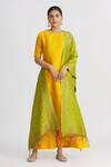 Pinki Sinha_Yellow Raw Silk Handwoven Banarasi Kurta Palazzo Set_Online_at_Aza_Fashions