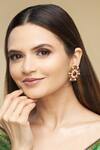 Our Purple Studio_Gold Plated Kundan Meenakari Floral Studs _Online_at_Aza_Fashions