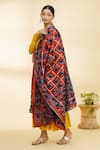 Buy_Khwaab by Sanjana Lakhani_Orange Cotton Embroidered Phulkari Work Dupatta _Online_at_Aza_Fashions