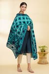 Buy_Samyukta Singhania_Blue Cotton Embroidered Phulkari Work Dupatta _at_Aza_Fashions