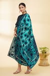 Shop_Samyukta Singhania_Blue Cotton Embroidered Phulkari Work Dupatta _at_Aza_Fashions