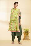Shop_Samyukta Singhania_Yellow Cotton Phulkari Dupatta_at_Aza_Fashions