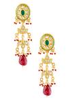 Buy_Just Shradha's_Gold Plated Kundan Studded Danglers _at_Aza_Fashions