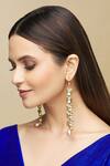 Just Shradhas_Gold Plated Pearls, Beads, Diamonds Tiered Kundan Earrings _Online_at_Aza_Fashions