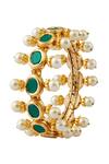 Shop_Just Shradhas_Gold Plated Pearls Kundan Studded Bangle _Online_at_Aza_Fashions