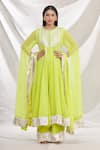 Buy_Aksh_Green Chiffon Embroidered Lampi Round Anarkali Palazzo Set _at_Aza_Fashions