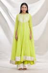 Aksh_Green Chiffon Embroidered Lampi Round Anarkali Palazzo Set _Online_at_Aza_Fashions