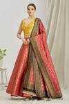 Buy_Pinki Sinha_Red Handwoven Banarasi Silk Lehenga Set_at_Aza_Fashions