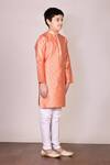 Arihant Rai Sinha_Peach Embroidered Kurta Set For Boys_Online_at_Aza_Fashions
