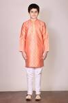 Buy_Arihant Rai Sinha_Peach Embroidered Kurta Set For Boys_Online_at_Aza_Fashions