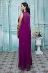 Ariyana Couture_Purple Jacket Striped Cape And Draped Skirt Set_at_Aza_Fashions