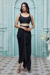 Shop_Ariyana Couture_Black Jacket Viscose Georgette Striped And Draped Skirt Set For Women_Online_at_Aza_Fashions