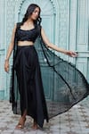 Buy_Ariyana Couture_Black Jacket Viscose Georgette Striped And Draped Skirt Set For Women_Online_at_Aza_Fashions