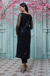 Aariyana Couture_Black Kurta Viscose Georgette Embroidered Floral Boat Set _Online_at_Aza_Fashions