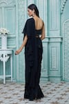 Ariyana Couture_Black Saree And Blouse: Viscose Georgette Draped Ruffle & Work Set For Women_Online_at_Aza_Fashions