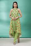 Buy Riraan Couture Green Georgette Ruffle Kurta And Pant Set at Aza Fashions Buy_Riraan Couture_Green Georgette Ruffle Kurta And Pant Set_at_Aza_Fashions