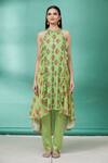 Riraan Couture Green Georgette Ruffle Kurta And Pant Set Online at Aza Fashions Riraan Couture_Green Georgette Ruffle Kurta And Pant Set_Online_at_Aza_Fashions