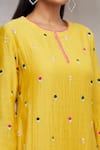 Made in Pinkcity_Yellow Chanderi Embroidered Floral Motifs Round Kurta Set _at_Aza_Fashions